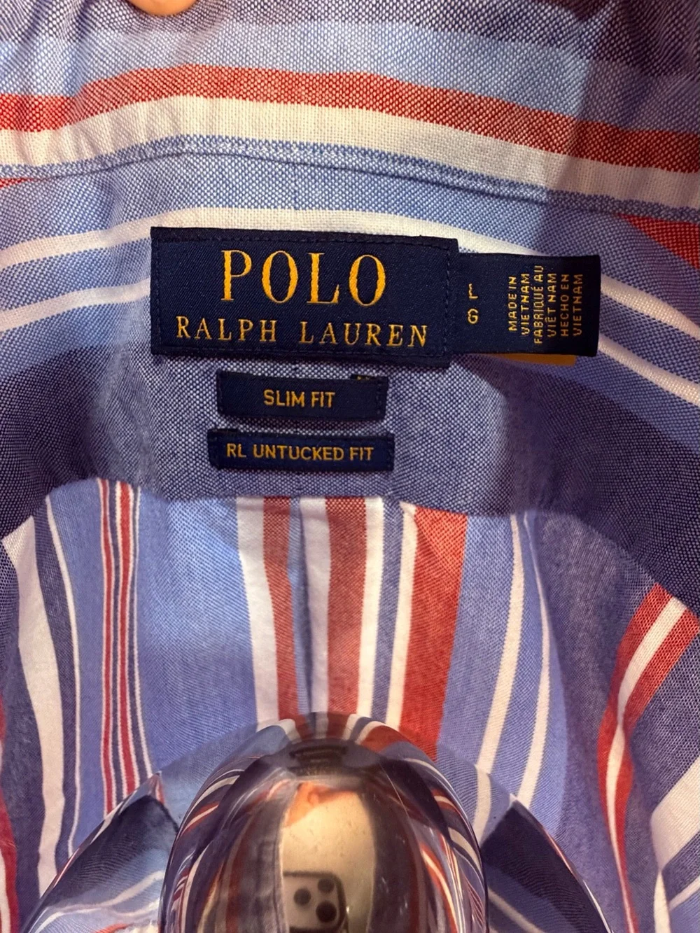 Polo by Ralph Lauren Blue, Red & White Striped Short-Sleeve Button-Down Shirt